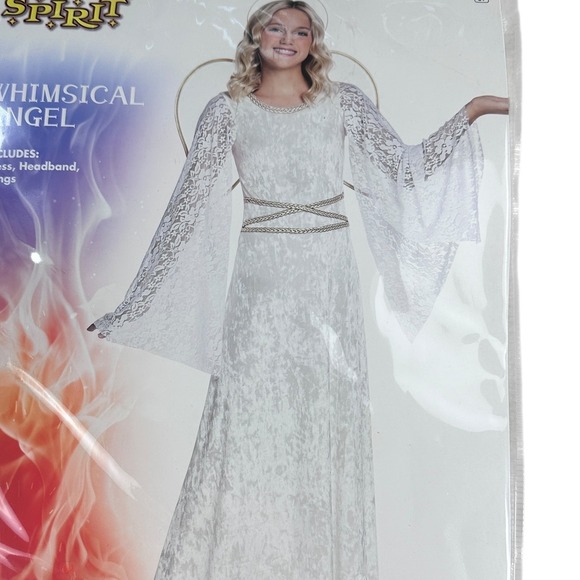 Spirit Whimsical Angel Costume with iMucci LED Wings Medium 8-10 Dress Halo - Picture 5 of 13